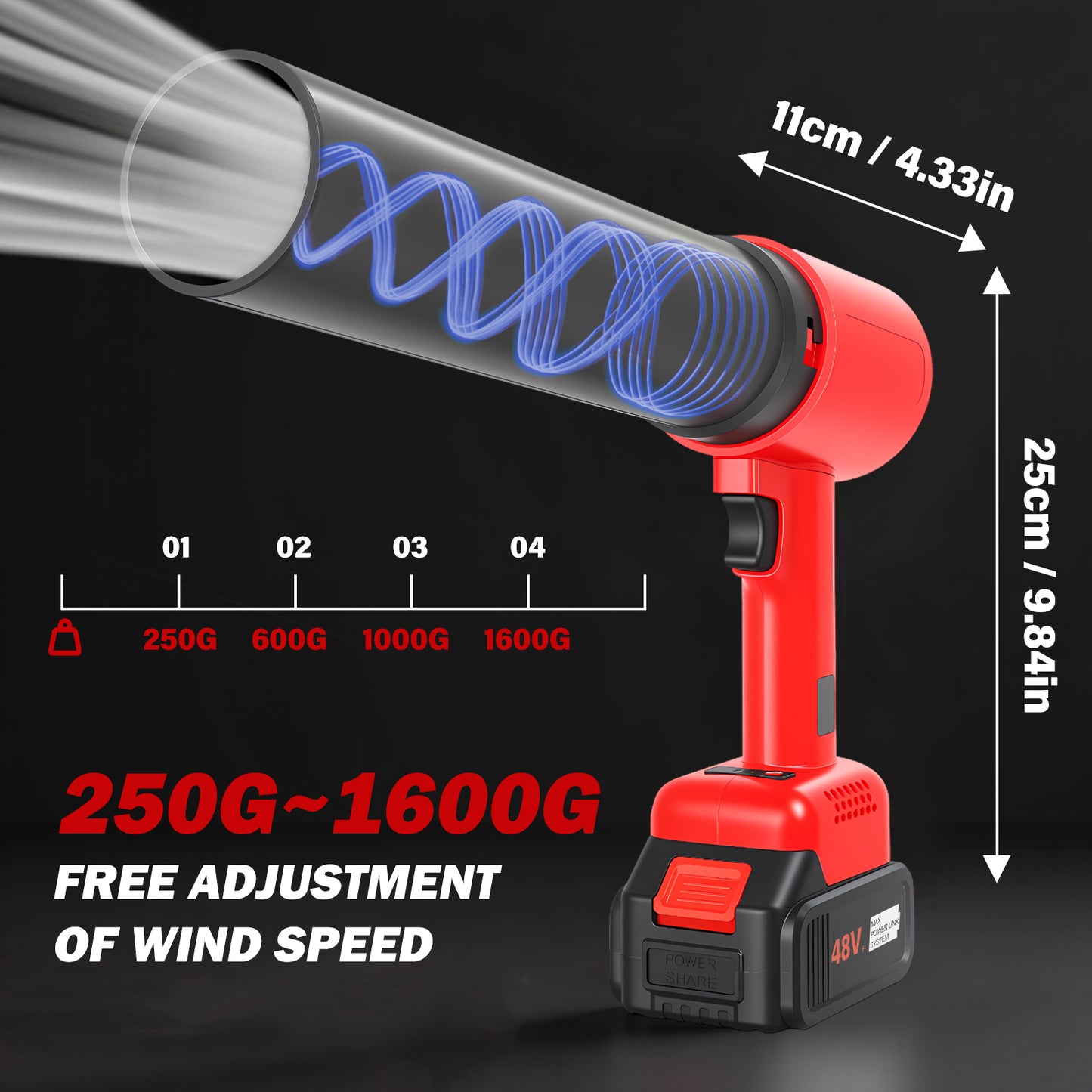 TOPZOO Cordless Leaf Blower Portable Dust Cleaner Handheld Blower 4 Adjustable Speed with Extended Nozzle and LED Display for Drying, Patio Cleaning, 2 X 4.0Ah Batteries