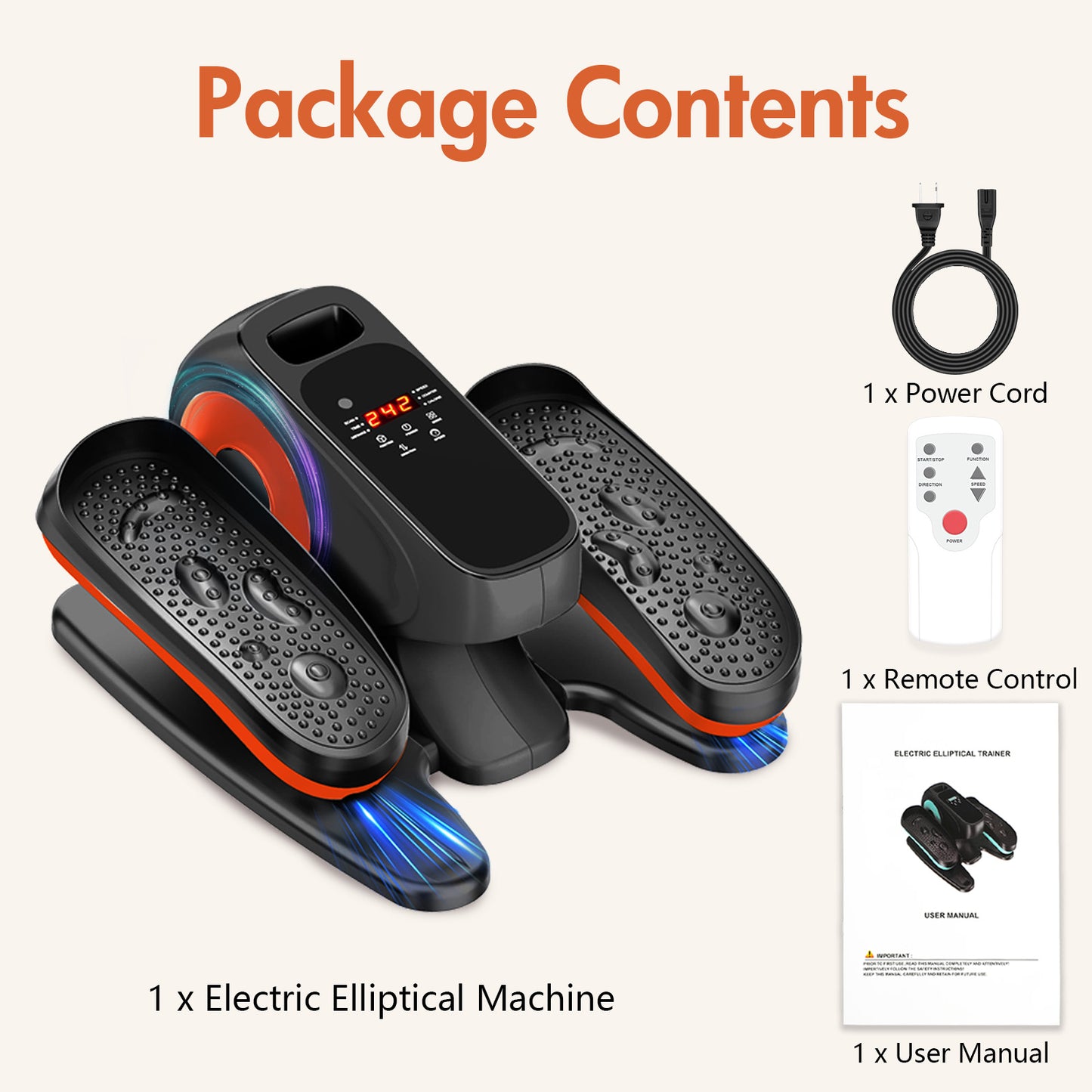 CATGOOD Under Desk Elliptical, Portable & Quiet Ellipse Exerciser for Seniors Adults Fully Assembled, Electric Seated Pedal Exerciser with Remote Control, Non-Slip Straps