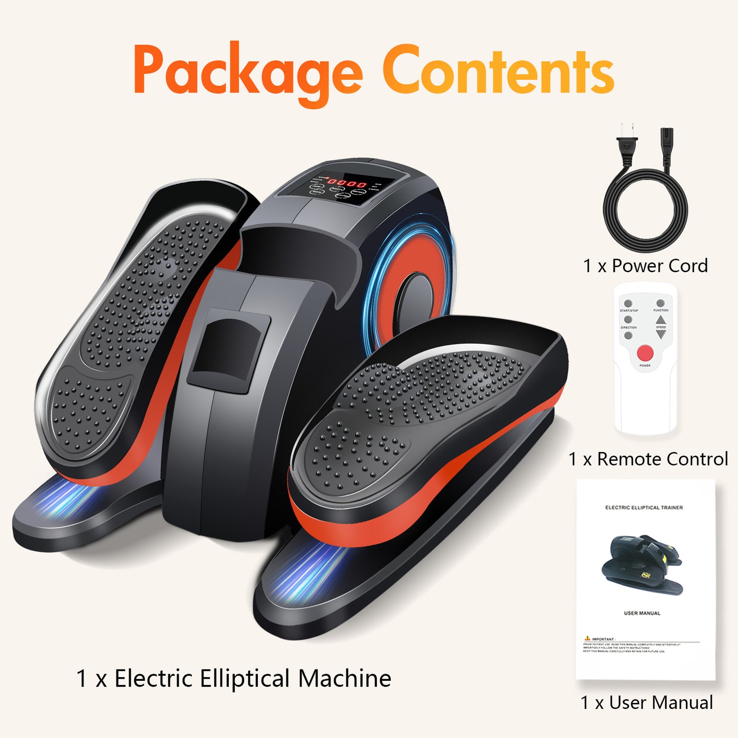 ALSO GO Under Desk Elliptical, Ellipse Leg Exerciser for Seniors Fully Assembled, Portable and Quiet Pedal Exerciser at Home, Elliptical Machine While Sitting with Remote Control Adjustable Speeds