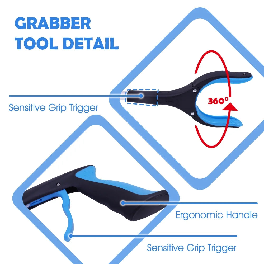 2Pcs 43 inch Grabber Reaching Tool, Extra Long Foldable Reachers and Grabbers for Elderly Grab It Reaching Tool
