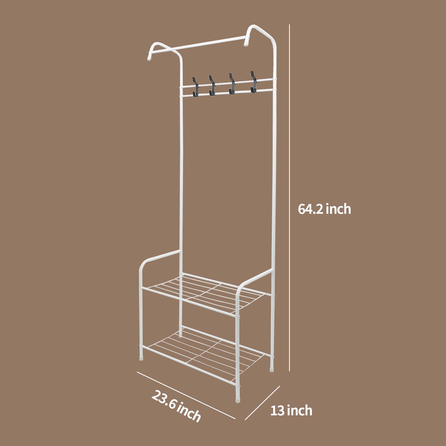 Baokaler Coat Rack, Hall Tree with Shoe Bench for Entryway, Entryway Bench with Coat Rack, 3-in-1 with 4 Hooks, a Hanging Rod, White