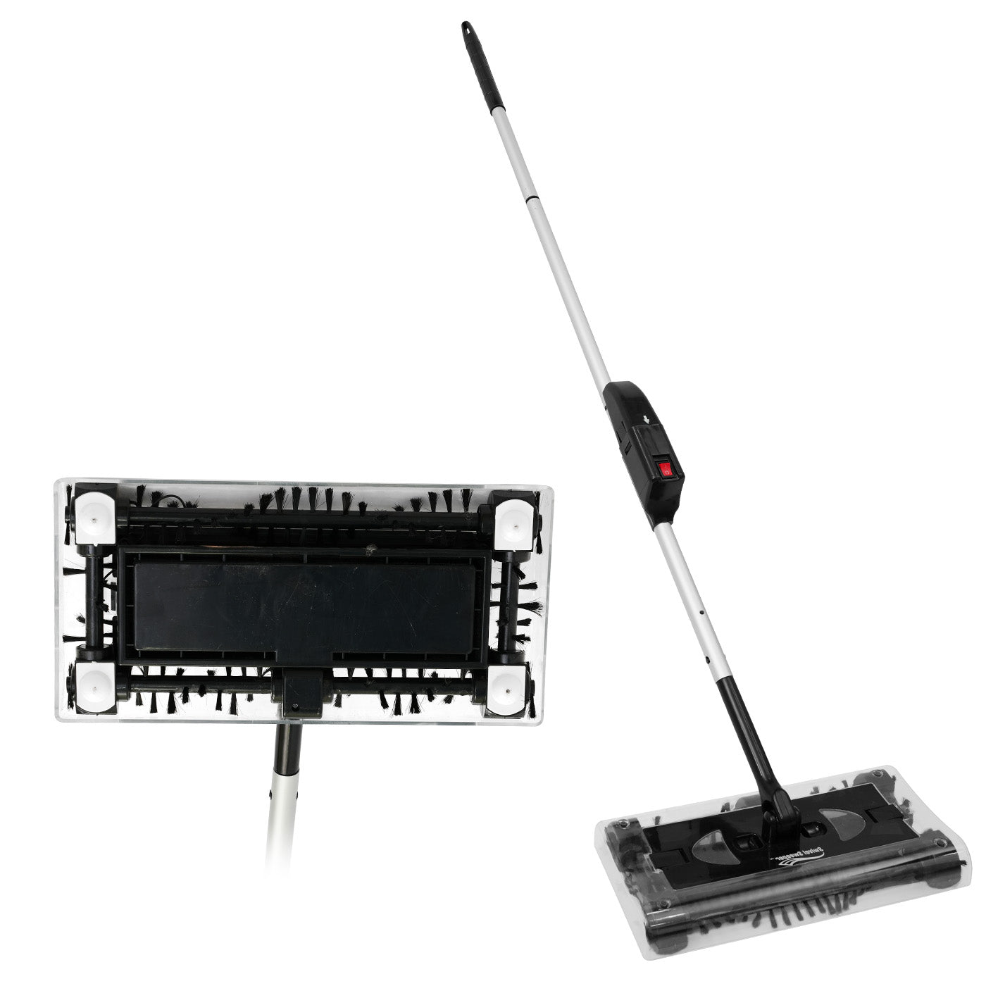 CATGOOD Cordless Rechargeable Floor & Carpet Sweeper, Manual Floor Sweeper Lightweight Floor Cleaner with Low Profile Body to Reach Under Furniture, Black