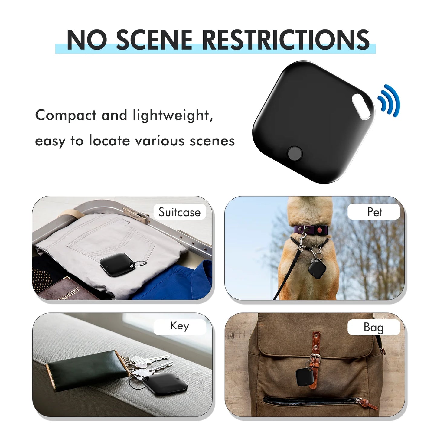 Bluetooth Tracker, Smart Air Tracker Tags,Key Finder and Item Locator Compatible with Apple Find My (iOS Only),Wireless Smart Tracker Tag for Keys/Luggage/Wallet,4-Pack,Black