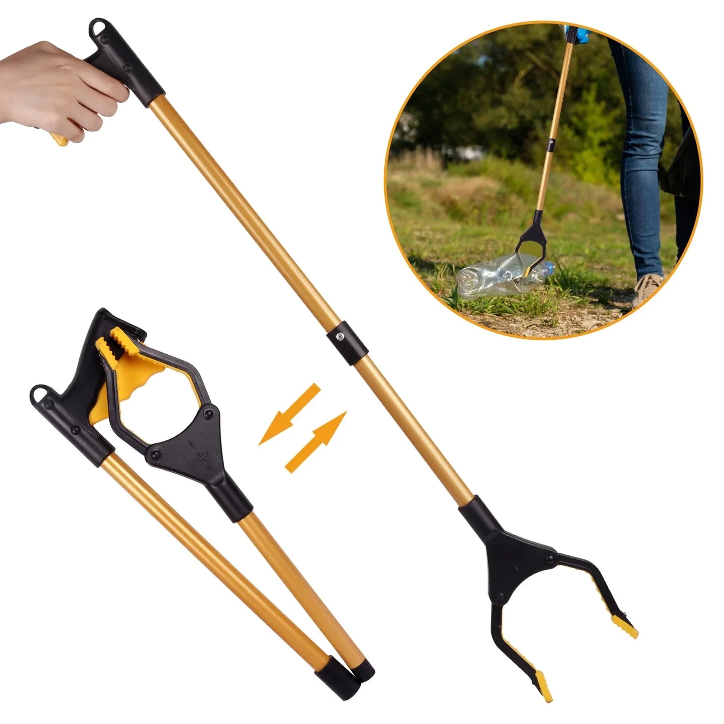 Grabbers and Reachers Rotating Gripper Handle Trash Pickup Tool for Elderly Yellow