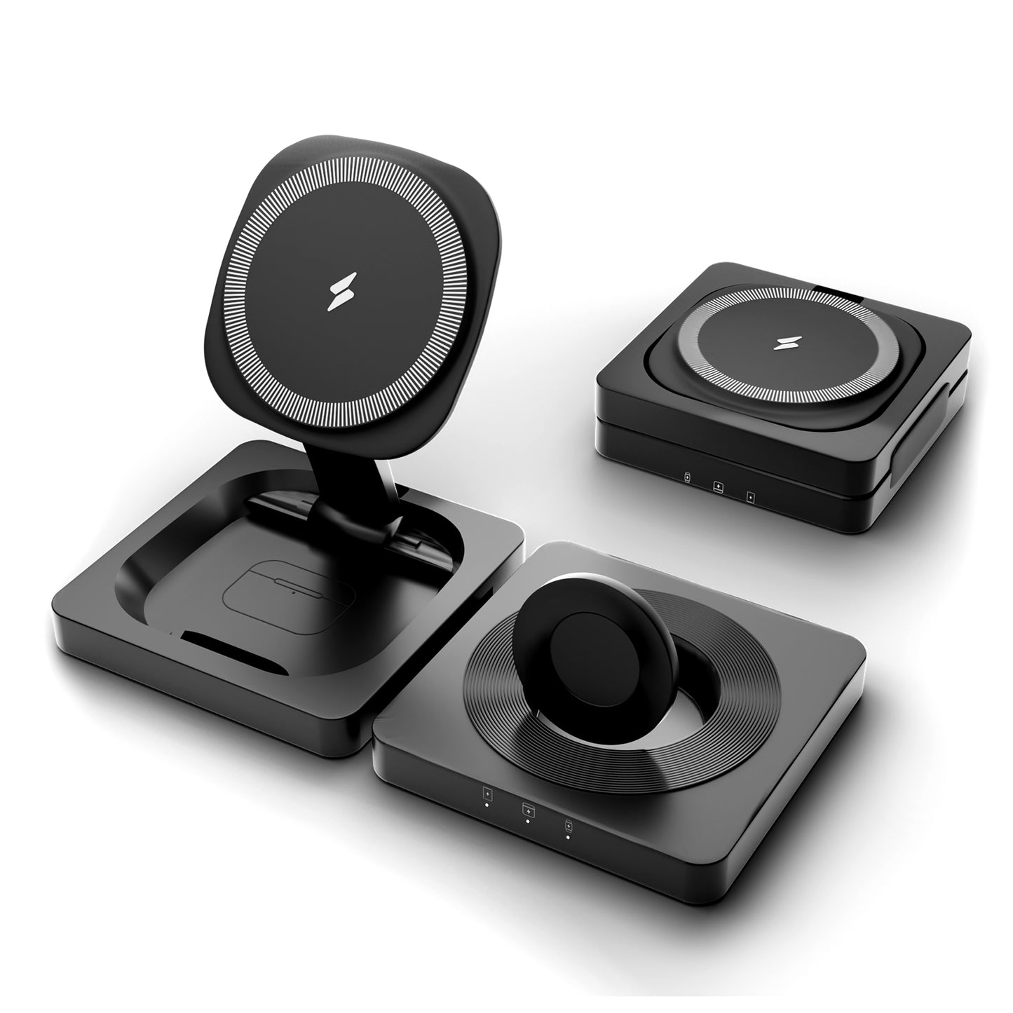 Foldable Magnetic Wireless Charger for iPhone Airpods iWatch: 3 in 1 Charging Station For Apple Multiple Devices - Travel Charging Pad Dock Compatible with Apple 12 and above series