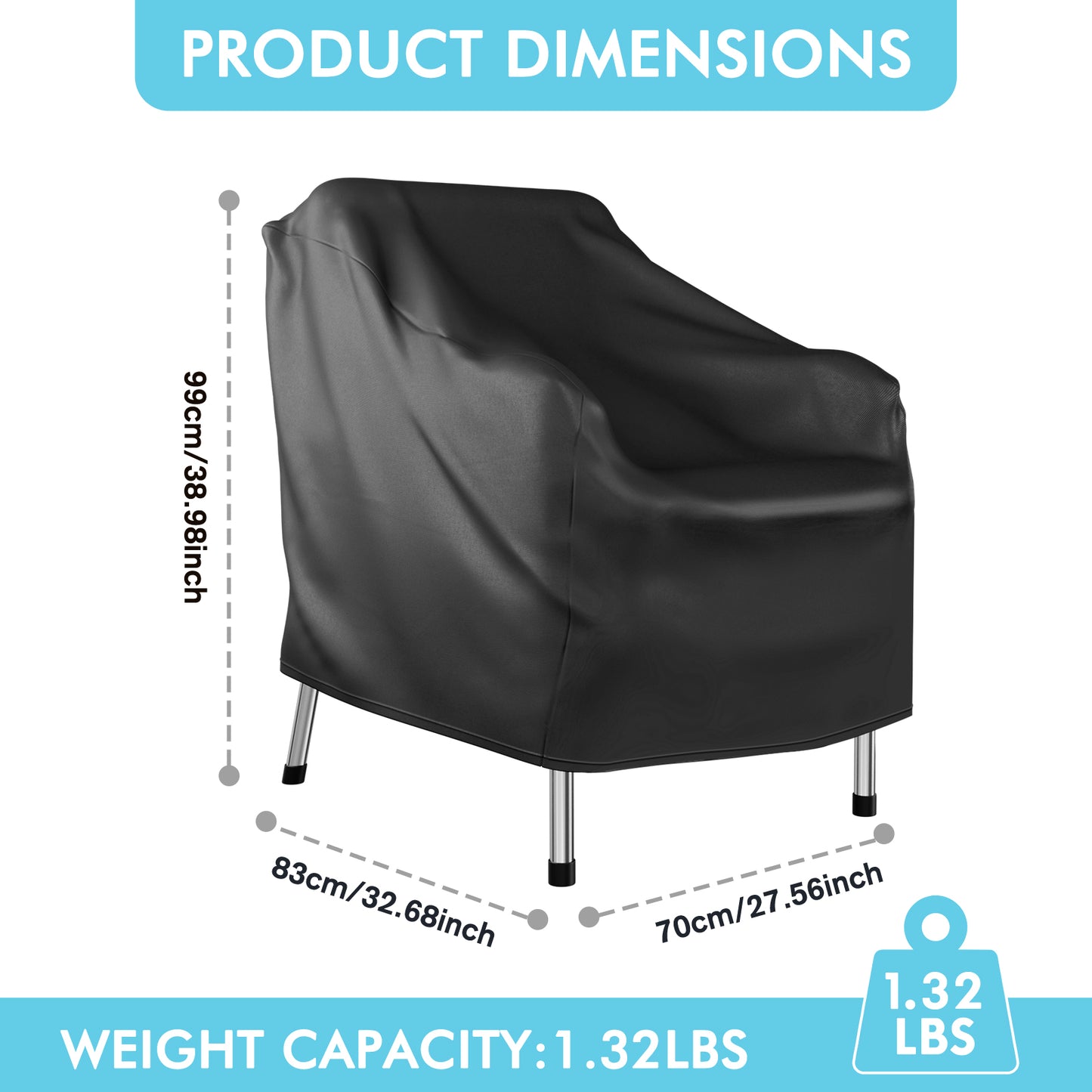CATGOOD Patio Chair Covers, 420D Outdoor Chair Cover Waterproof, Lawn Lounge Furniture Cover for Wicker Chair, Swivel Chair, Rocking Chair, Black