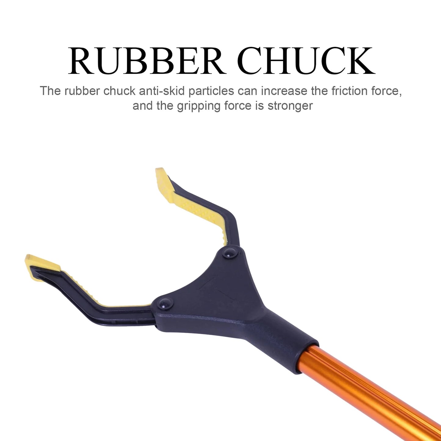 2Pcs Grabber Reacher Tool Foldable Reaching Lightweight Trash Picker Upper Tool Elderly Anti Slip Rotating Rubber Gripper Yellow