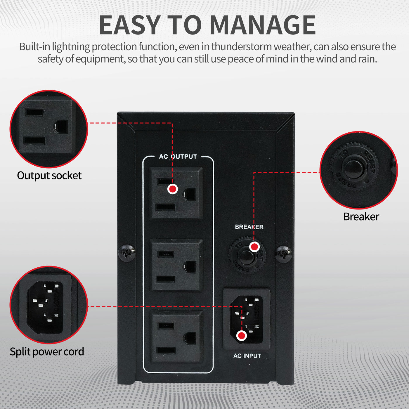 Amstech UPS 600VA/330W Backup Power, 3 Outlets, Battery Backup with Surge Protection, Suitable for Home and Office