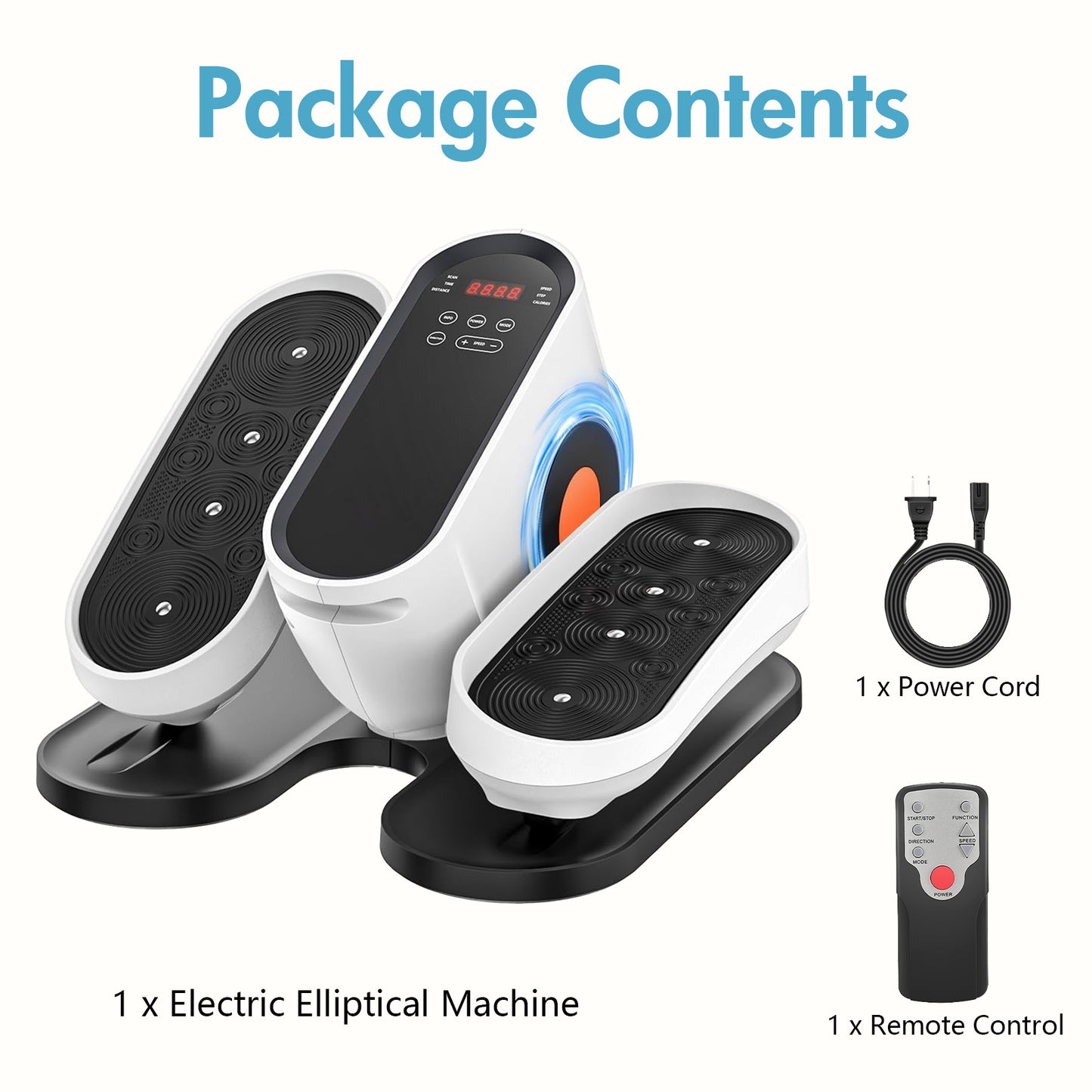 Under Desk Elliptical Machine, Fully Assembled Portable Leg Exerciser for Seniors and Adults, Quiet Electric Seated Pedal System with Remote Control and Non-Slip Straps