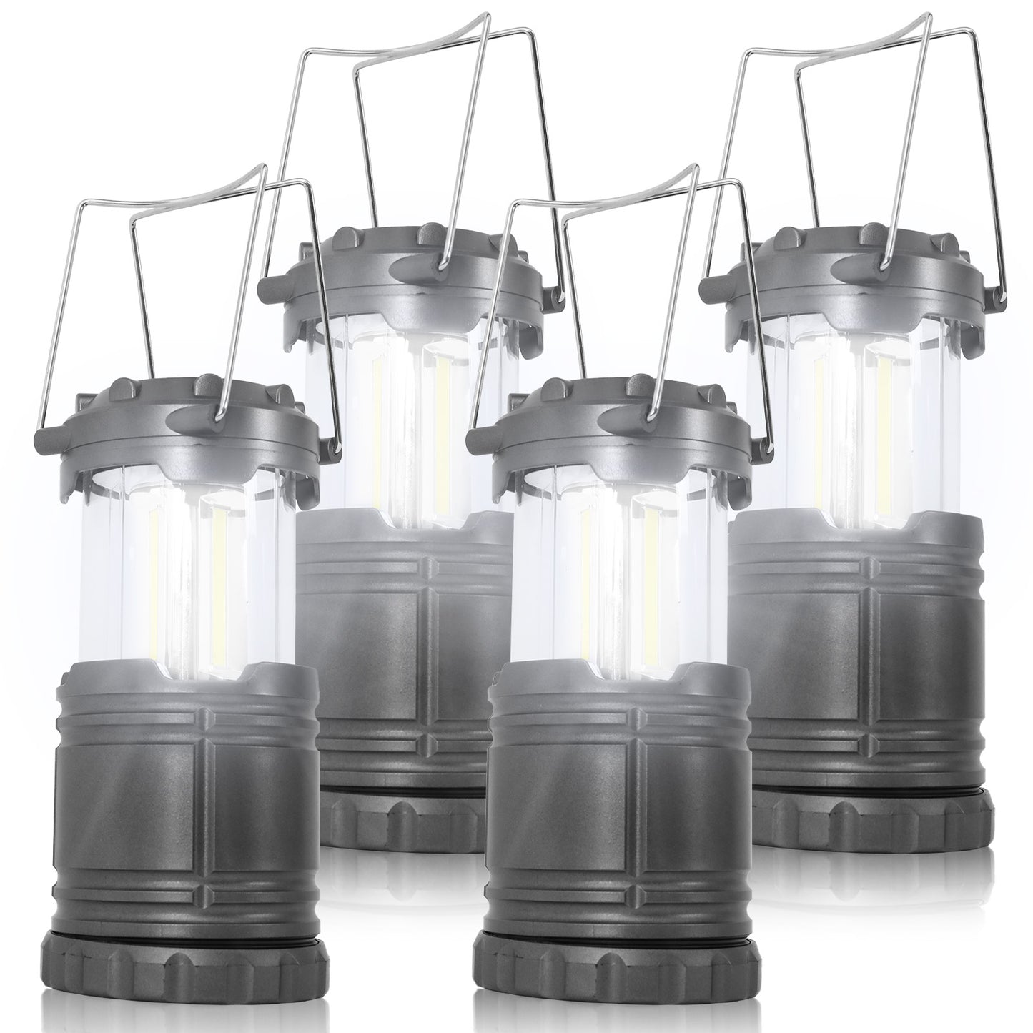 Baokaler LED Camping Lanterns, 4 Pack camping lights, Lamp Light, Collapsible Battery Flashlight, Camping Accessories, Gray