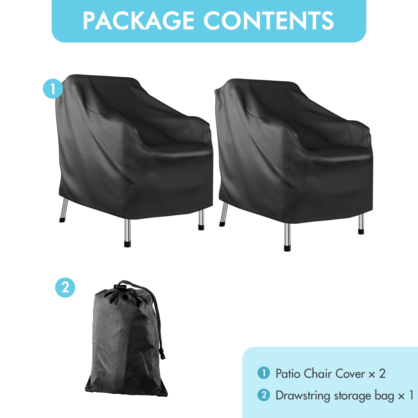CATGOOD Patio Chair Covers, 420D Outdoor Chair Cover Waterproof, Lawn Lounge Furniture Cover for Wicker Chair, Swivel Chair, Rocking Chair, Black