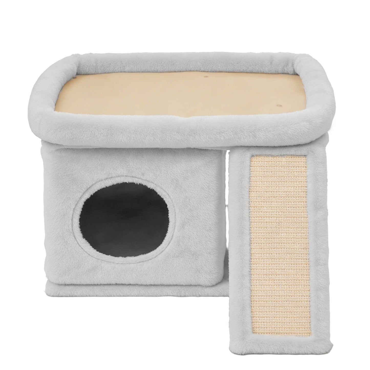Cat Tree Tower with Perch Bed and Washable Top, Cat Tree with Sisal Scratching Posts, Condos, Plush Perches, Hanging Cat Toys, Extended Platform for Cats to Play and Sleep, Gray