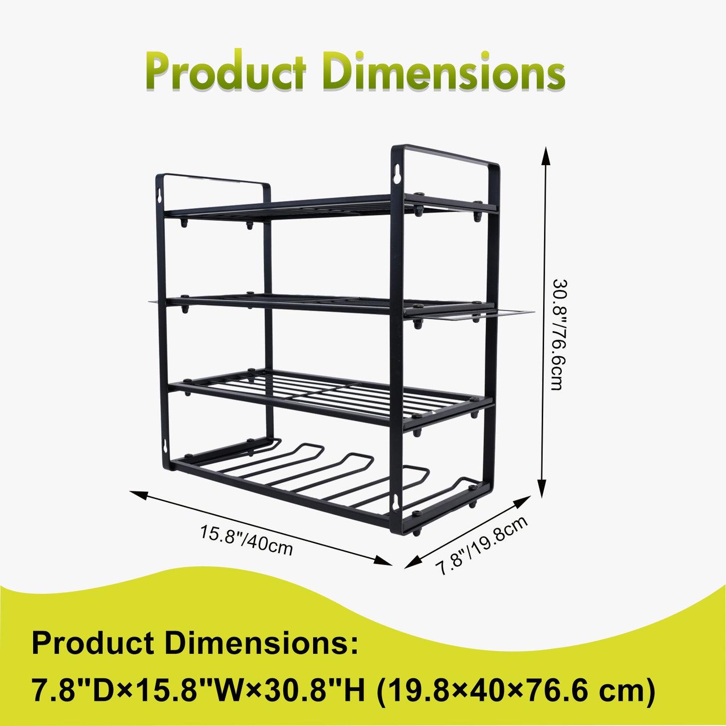 ALSO GO 4 Layers Power Tool Organizer, Heavy Duty Metal Tool Storage Rack, Drill Holder Wall Mount, Battery Tools Holder Shelf, Utility Tool Shelves for Workshop or Garage, Black