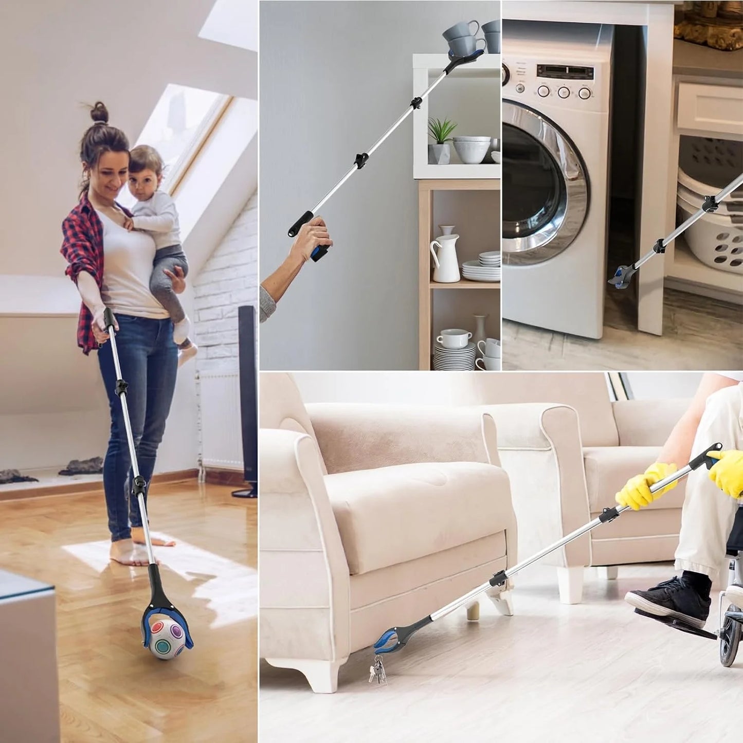 2Pcs 43 inch Grabber Reaching Tool, Extra Long Foldable Reachers and Grabbers for Elderly Grab It Reaching Tool