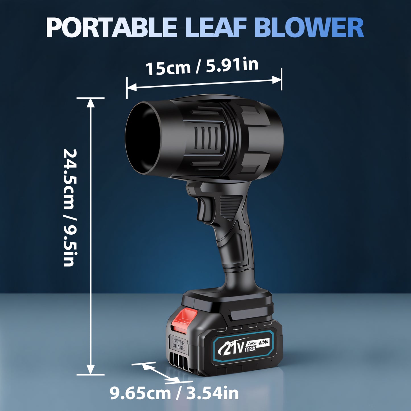 Leaf Blower Cordless with 4.0Ah Battery and Charger, 80000RPM, 850W, 21V Lightweight Electric Leaf Blowers for Lawn Care, Black