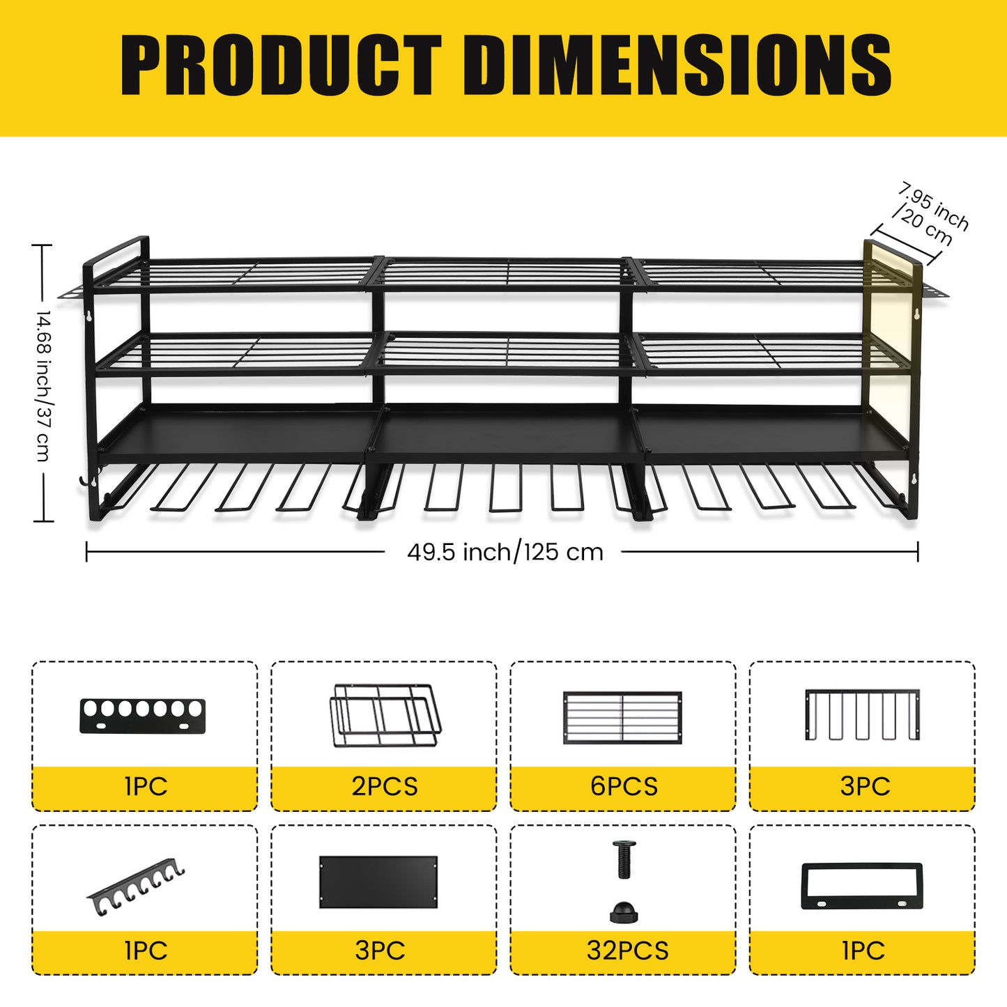 CATGOOD Power Tool Organizer 600 LBS with 12 Drill Holders, 4 Tier Heavy Duty Garage Organization Wall Mount, Large Alloy Steel Tool Wall Organizer Shelf, Perfect Gift for Men and Fathers