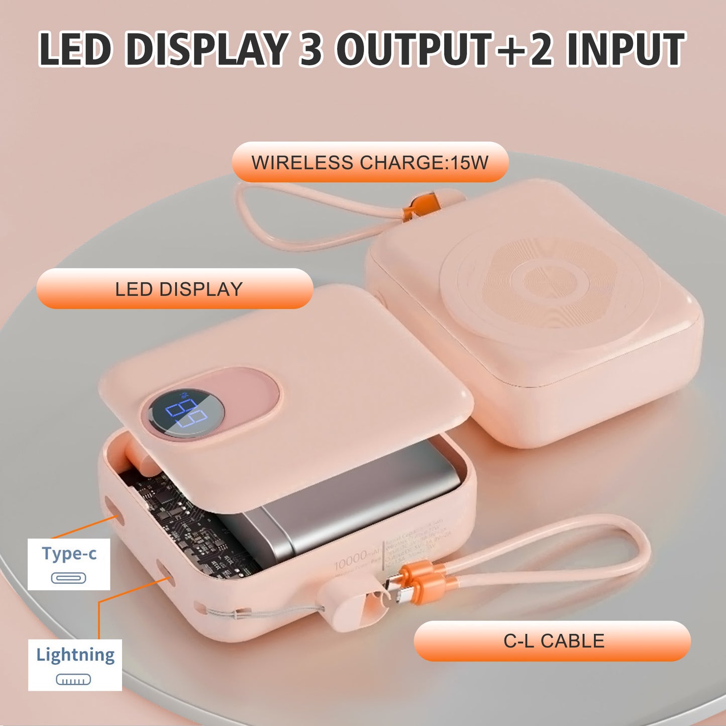 Portable Charger, Lightest 10000mAh 22.5W PD Power Bank, USB C in & Out Fast Charging Battery Pack, External Phone Powerbank Compatible with iPhone 16 15 14 13 Samsung S22 S21 Google iPad etc(Pink)