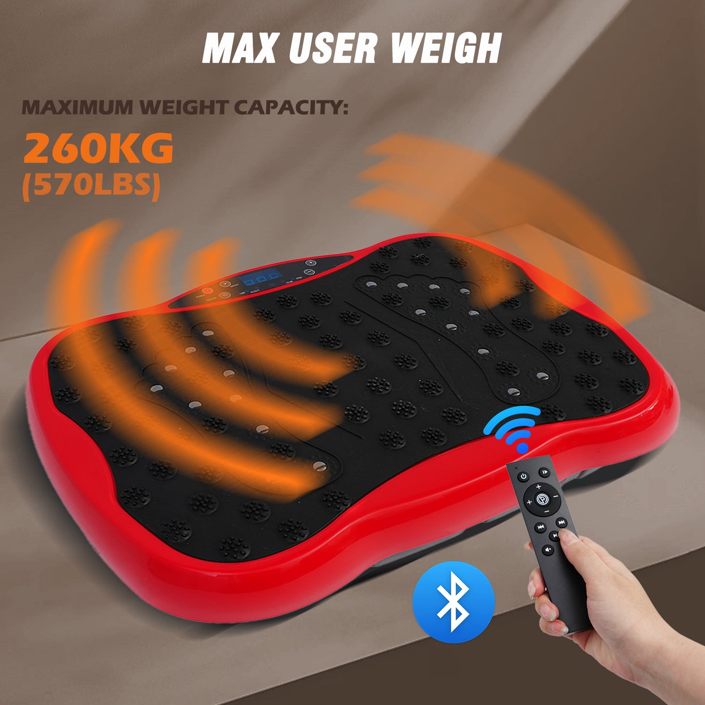 330lb Vibration Plate Exercise Machine, Vibration Board for Lymphatic Drainage, Whole Body Workout Vibrate Fitness Platform, Waver Vibration Stand for Weight Loss, Home Gym Equipment, Red