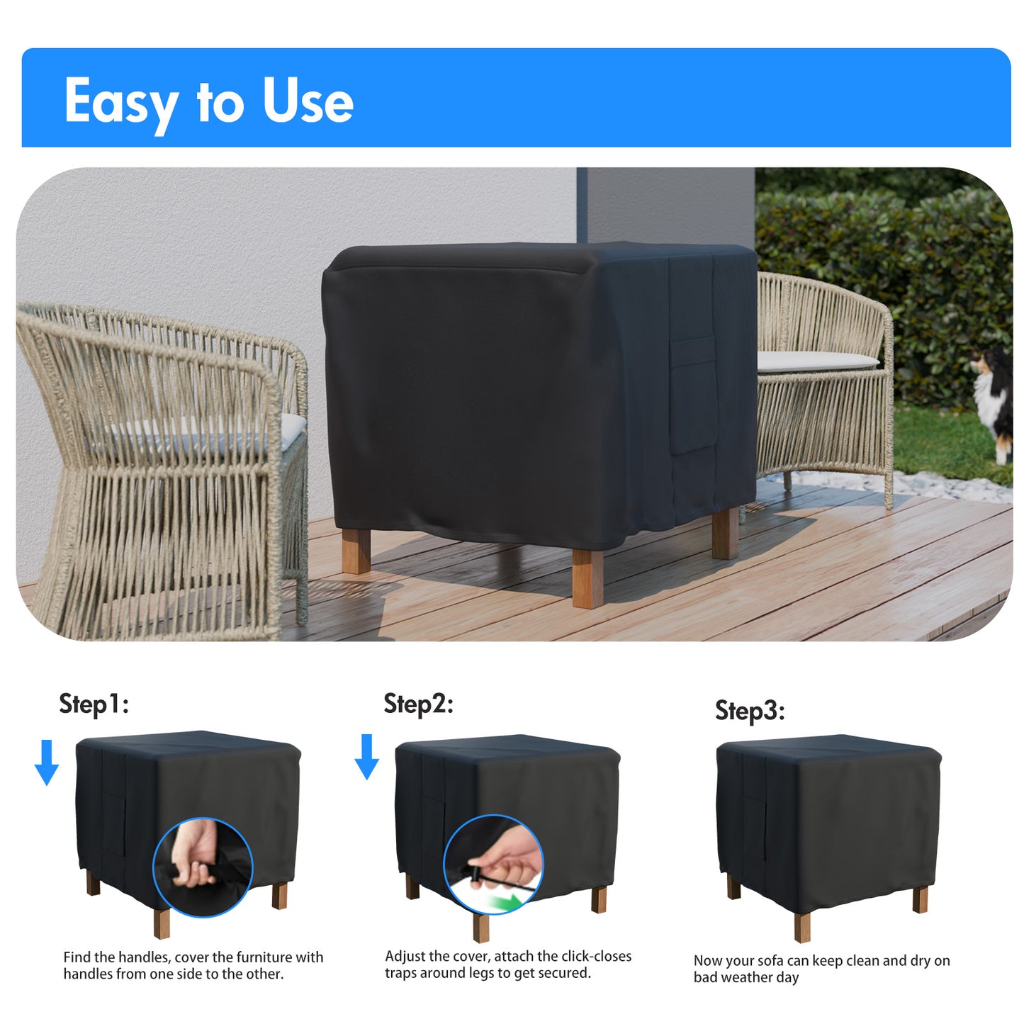 CATGOOD Fire Pit Cover Square, Waterproof Square Fire Pit Table Cover, 600D Heavy Duty Fabric with PVC Coating