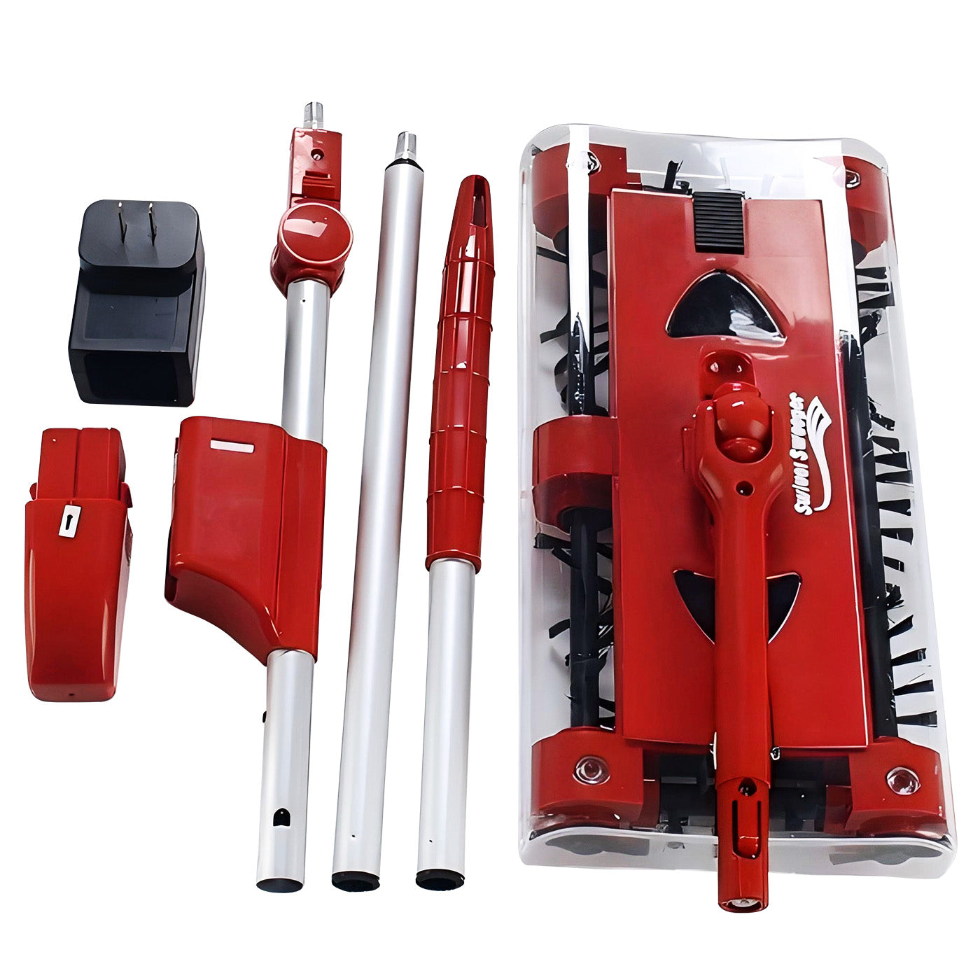 CATGOOD Compact Lightweight Manual Cordless Cleaning Floors Carpet Sweeper, 46", Red
