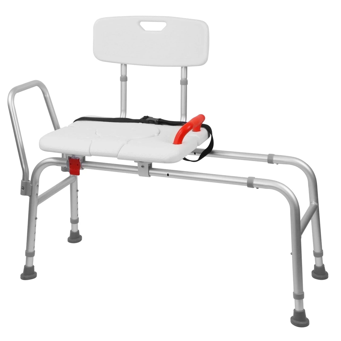 Sliding Shower Chair 320lbs for Elderly and Disabled Adjustable Height with Beige Safety Belt for Safe Showering Suitable for Seniors and Disabled