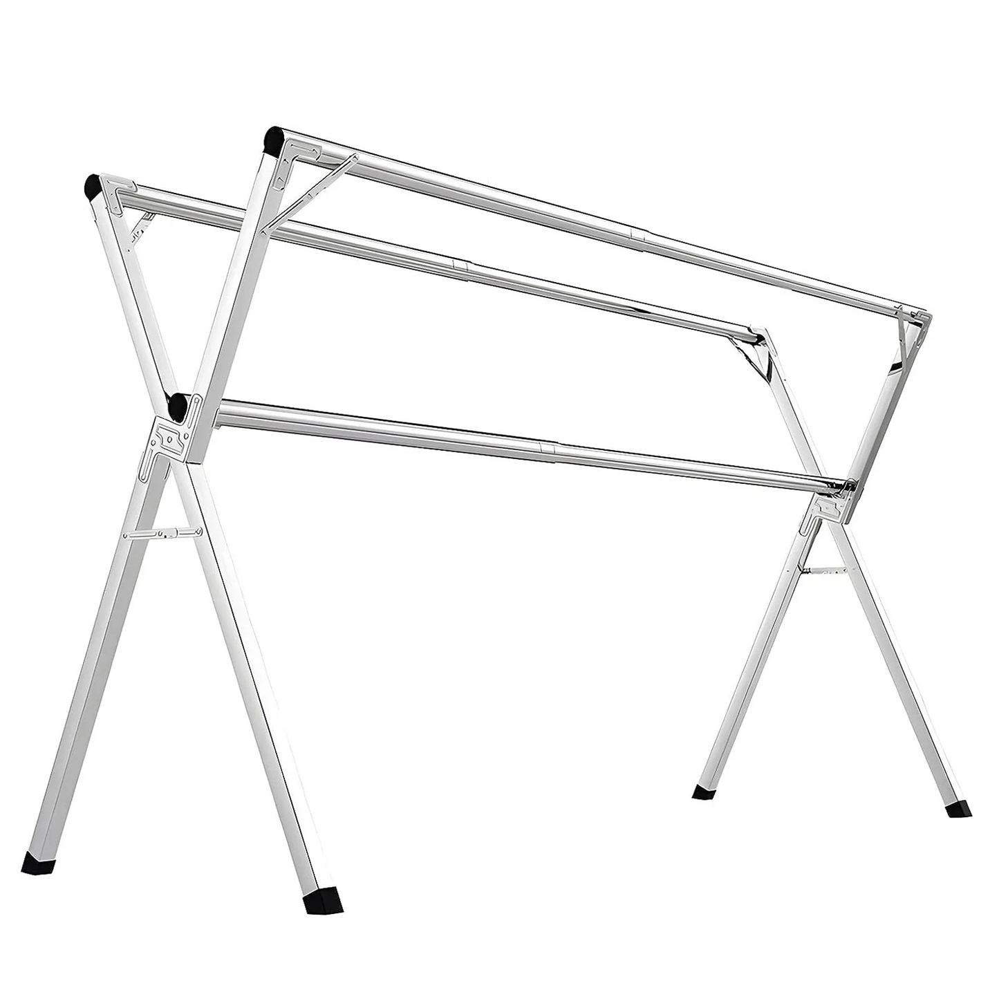 Clothes Drying Rack, 63 Inches Adjustable & Foldable Laundry Drying Rack, Heavy Duty Stainless Steel Drying Rack, Suitable for Indoor, Outdoor and Balcony, Silver