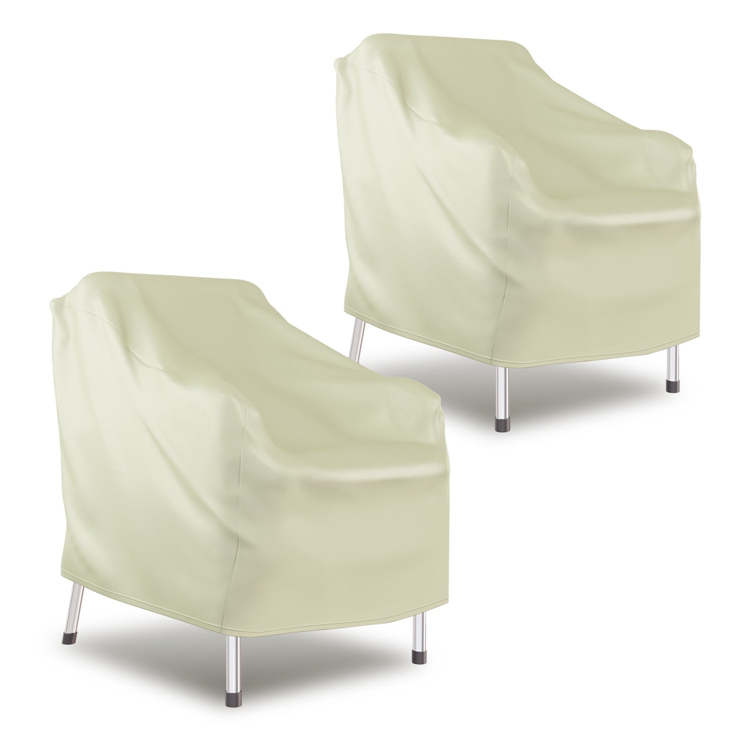CATGOOD 2 Pack Heavy Duty Patio Chair Covers, Outdoor Chair Covers Waterproof for Lounge Chairs, Deep Seat Cover for Lawn Garden, Khaki