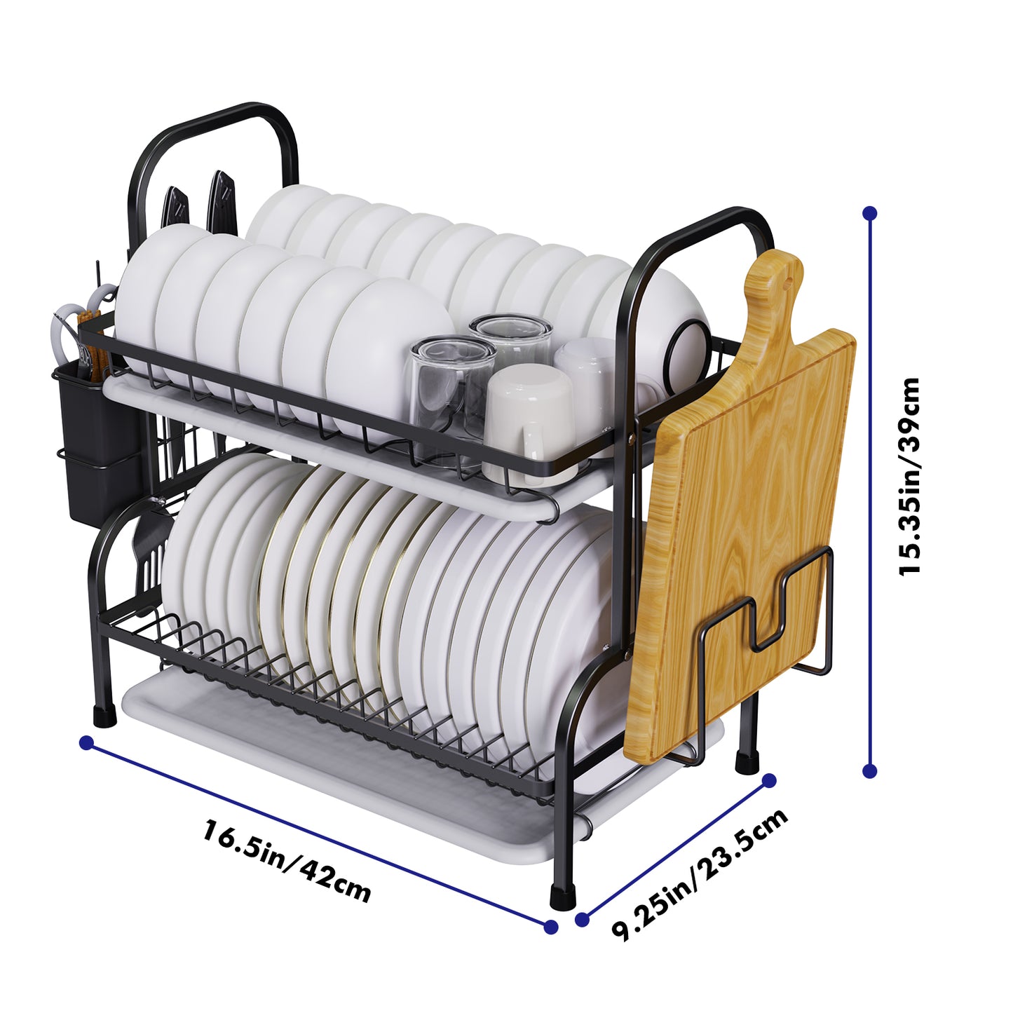 Dish Drying Rack, Kitchen Organization Storage Shelf Dish Drainer Rust-poof Dish Racks for Organizer Home Kitchen Counter with Drainboard, Utensil Holder, Cutting Board Holder