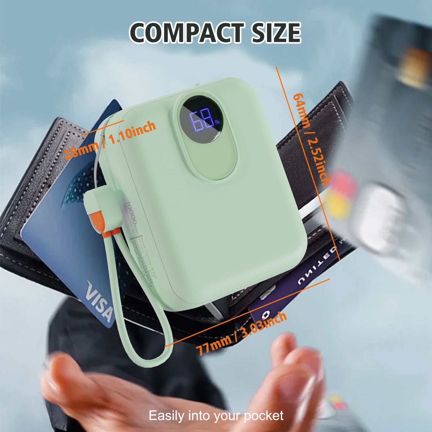 Portable Charger, Lightest 10000mAh 22.5W PD Power Bank, USB C in & Out Fast Charging Battery Pack, External Phone Powerbank Compatible with iPhone 16 15 14 13 Samsung S22 S21 Google iPad etc(Green)