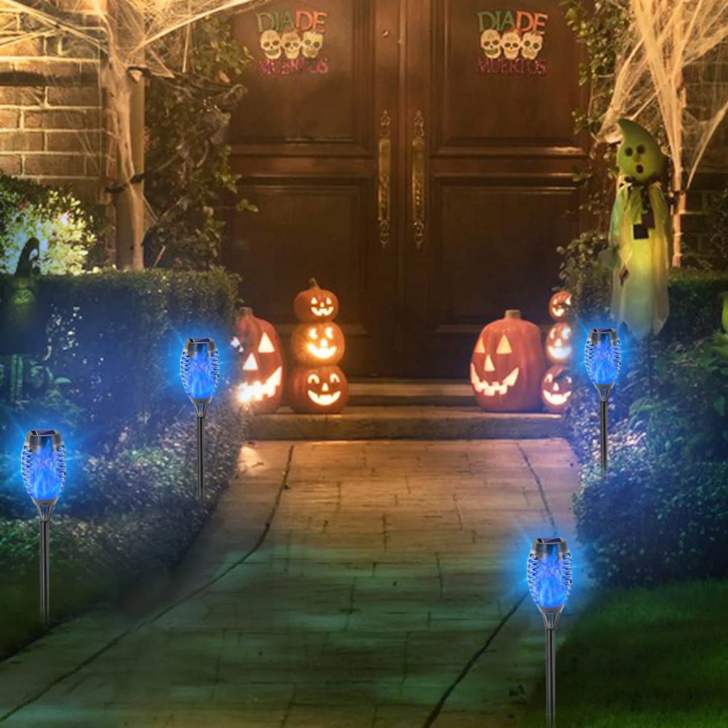 BAOKALEr Waterproof Solar LED Landscape & Walkway Lights, ABS Blue, 6 Pack
