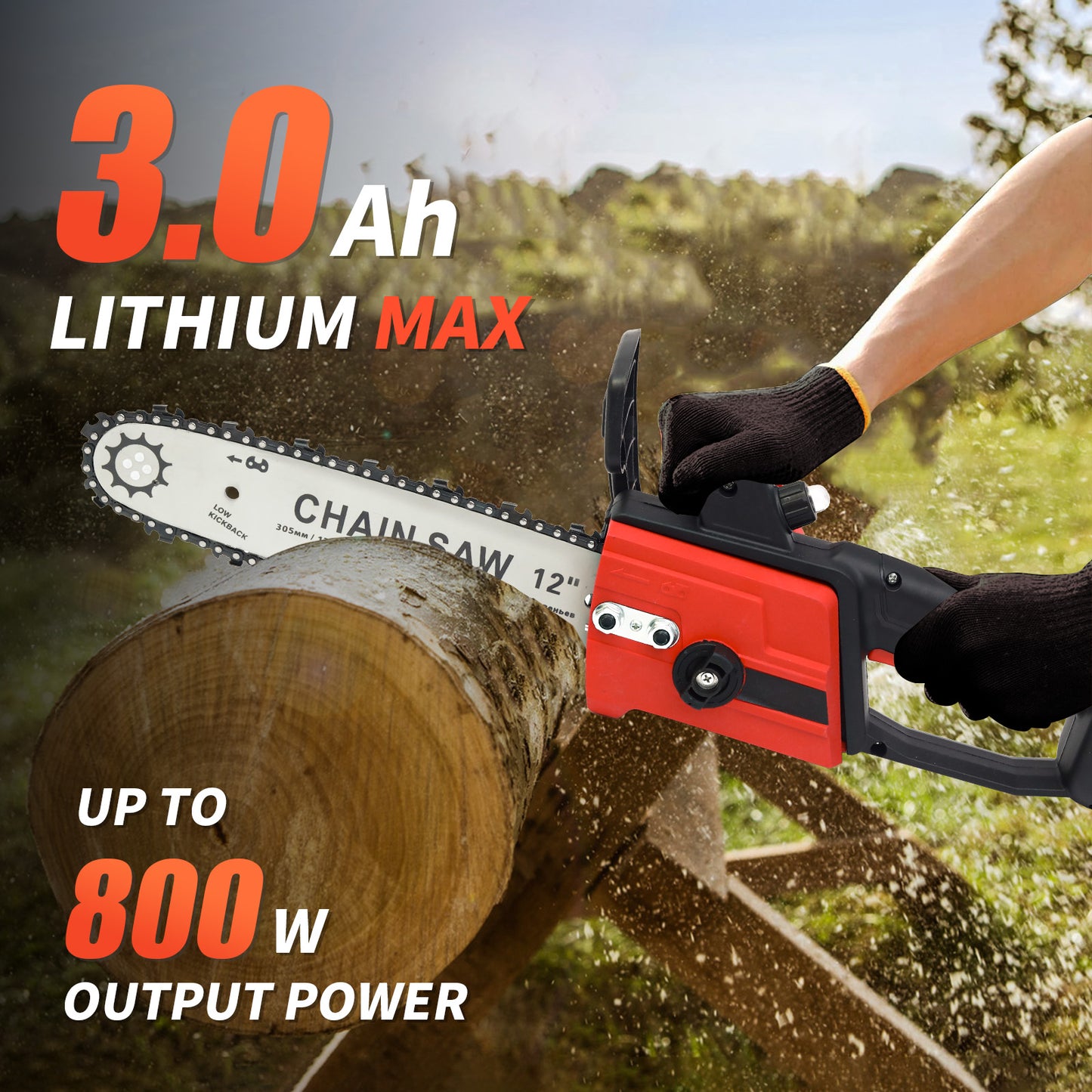 CATGOOD 21V 12" Brushless Cordless Chainsaw, 3.0Ah Battery and Charger Included, for Tree Wood Cutting