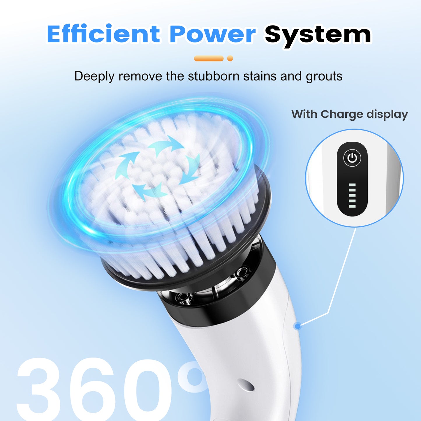 CATGOOD Power Scrubber 3 Adjustable Speeds, Electric Spin Scrubber, Cordless Cleaning Brush with 8 Replaceable Brush Heads, Adjustable & Detachable Long Handle