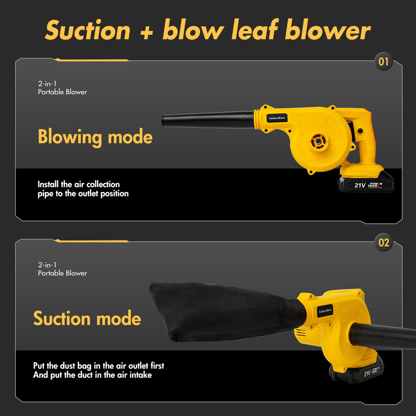 CATGOOD Cordless Leaf Blower for Makita 20V Max Battery, Handle Electric Blower and Vacuum Cleaner with 2 Battery