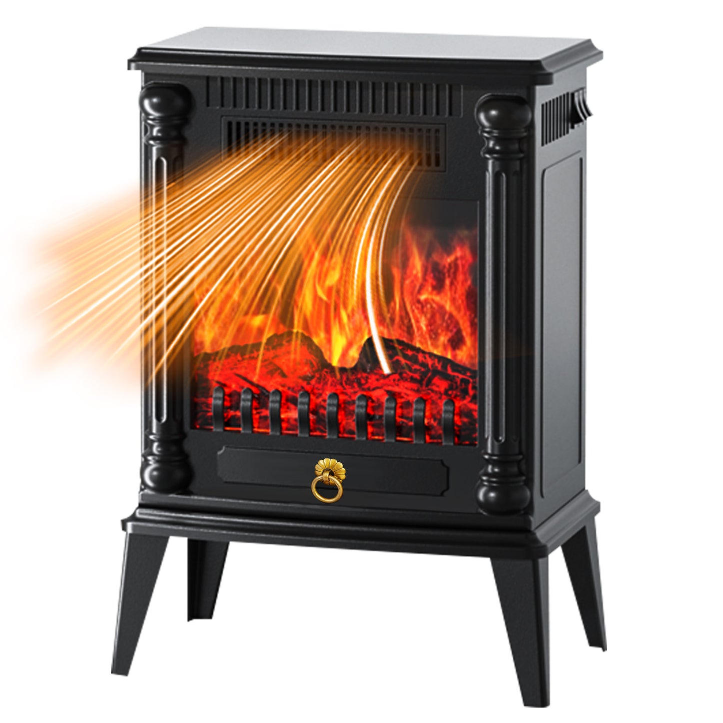 CATGOOD Indoor Fireplace 1500W Electric Fireplace Stove Heater, Adjustable Brightness and Heating Mode, 32.5*20*45cm(12.79"x7.87"x17.71")