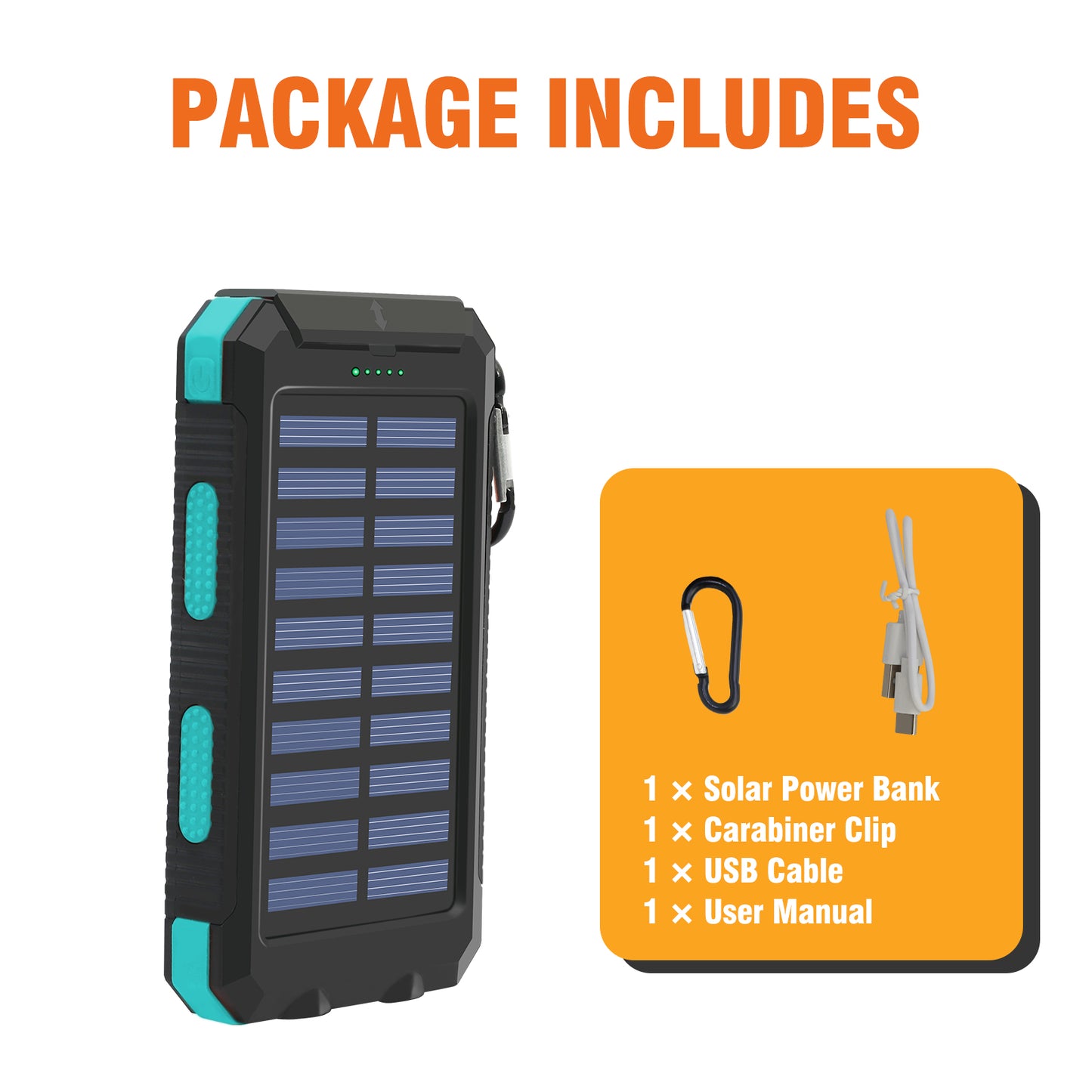 CATGOOD Solar Charger for Cell Phone 20000mAh, Portable Solar Power Bank with Dual 5V USB Ports, 2 Led Light Flashlight, Compass (Blue)