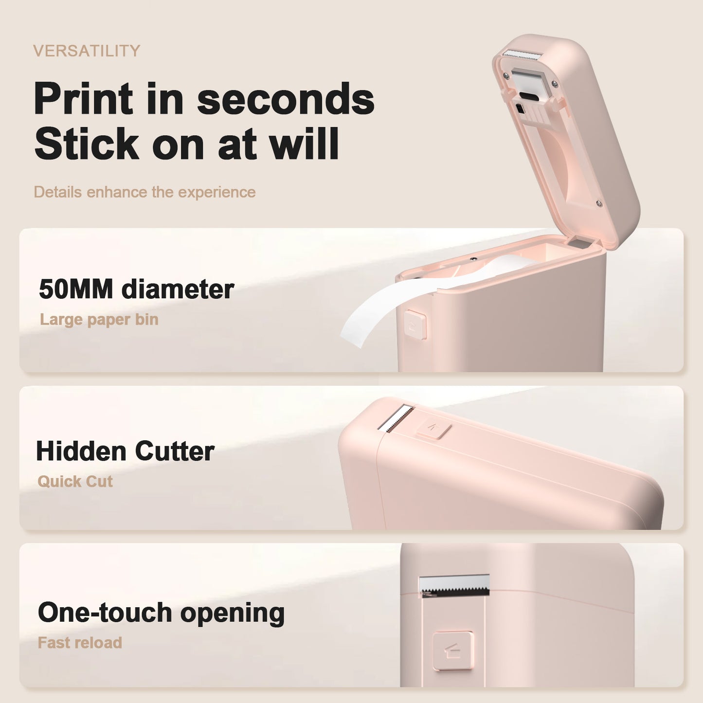 Label Maker Machine with Tape - HP2 Portable Bluetooth Label Printer for Storage, Office, Home, Mini Smart Phone, Pink