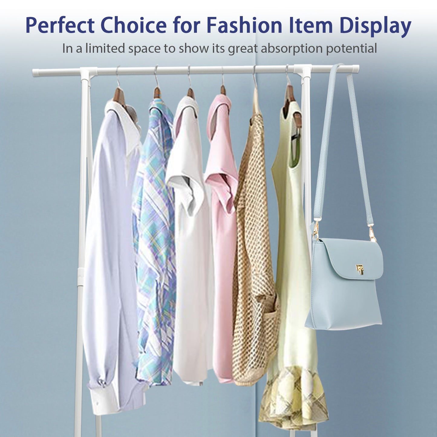 Clothes Rack, Triangle Garment Rack with Large Storage Bag, Clothes Storage Organizer on Wheels, Portable Laundry Coat Rack, Closet Clothing Rack for Home Dorm, White