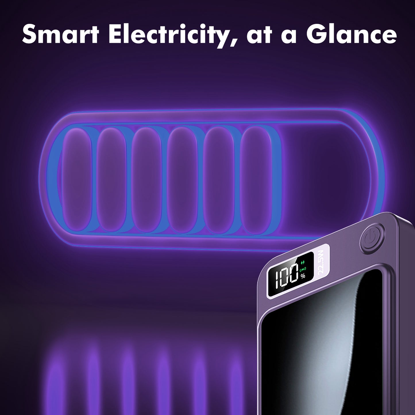 2 in 1 Portable Magnetic Wireless Power Bank, 10000mAh 22.5W Fast Charging, with LED Power Display, Suitable for Outdoor Emergency Backup Power Bank, Compatible with Multi Device, Purple