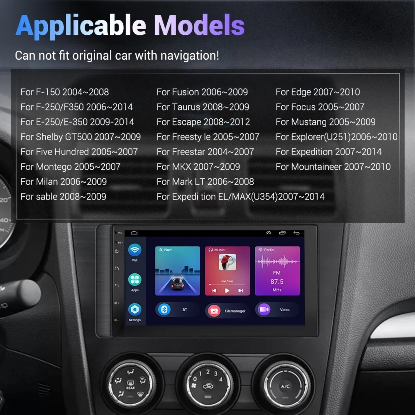 7-Inch Android 13 Carplay Car Stereo Radio for 2006-2010 Ford Explorer, with WIFI GPS Navigation, AHD Camera, and Microphone