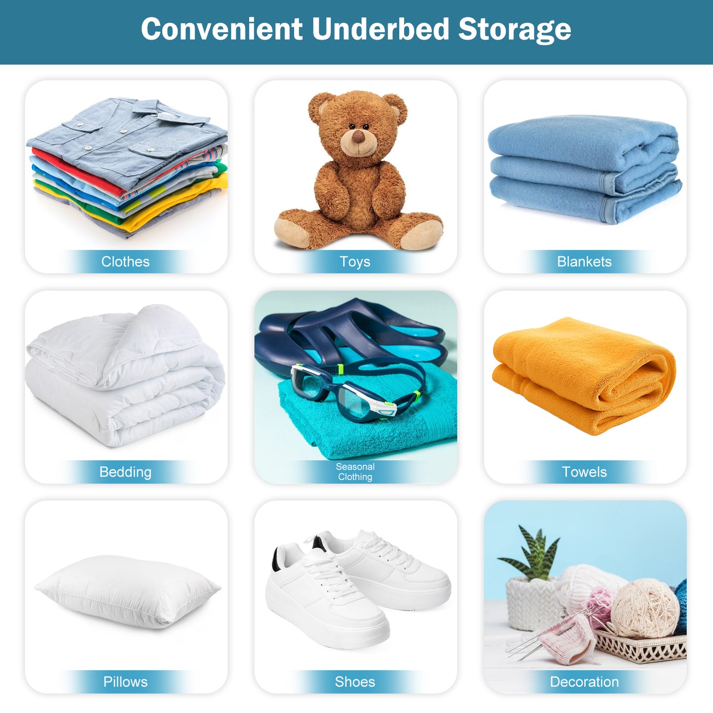 Underbed Storage Bag 90L, 3 Large Bins with Reinforced Handles Foldable Containers, Visible Clothes Storage Bags for Blanket Pillow Quilts, Closet Organizers, Black