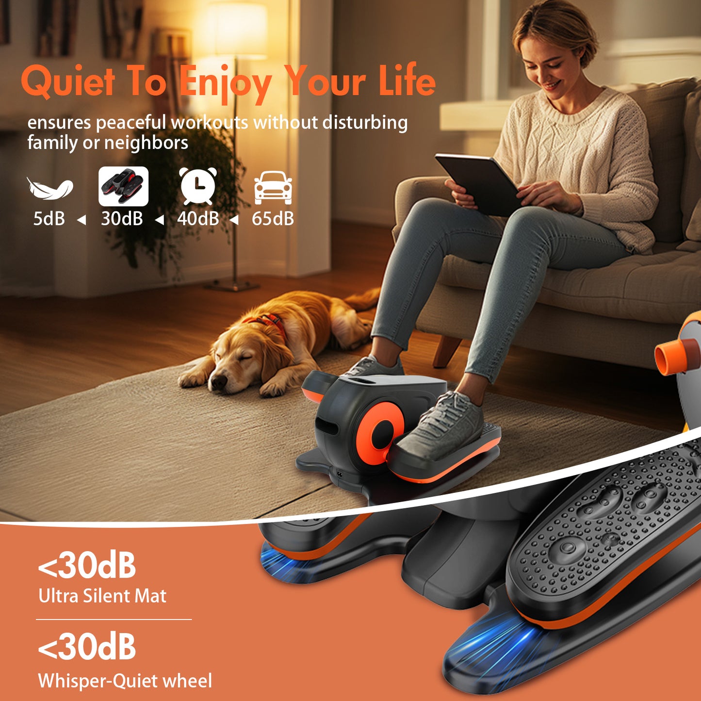 CATGOOD Under Desk Elliptical, Portable & Quiet Ellipse Exerciser for Seniors Adults Fully Assembled, Electric Seated Pedal Exerciser with Remote Control, Non-Slip Straps