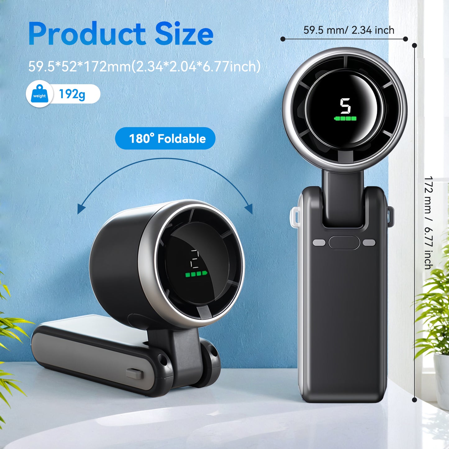 Portable Handheld Fan,Battery Operated,6000mAh? Mini Fan,Up to 12 Working Hours,3 In 1 Pocket Fan,Portable Handheld Turbo Fan for Travel/Outdoor/Indoor(Black,2 Pack)