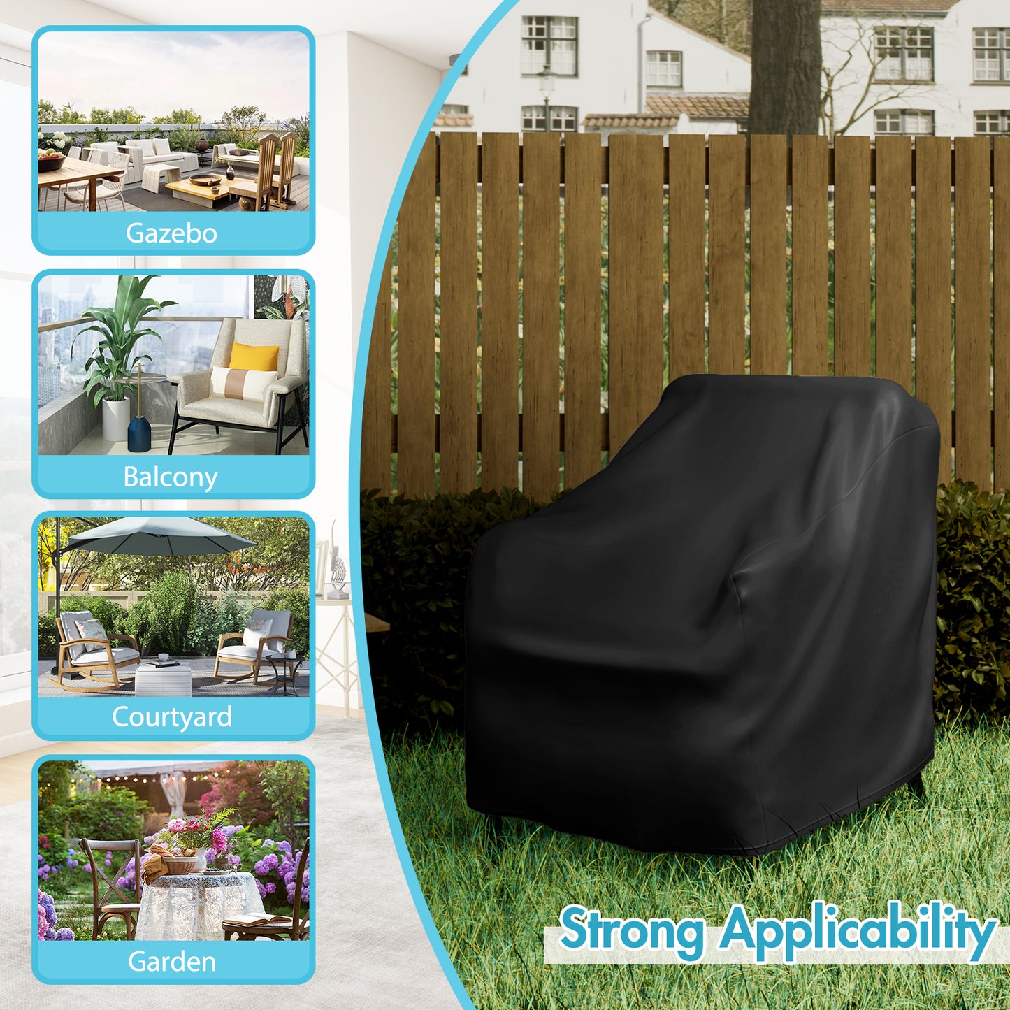 CATGOOD Patio Chair Covers, 420D Outdoor Chair Cover Waterproof, Lawn Lounge Furniture Cover for Wicker Chair, Swivel Chair, Rocking Chair, Black