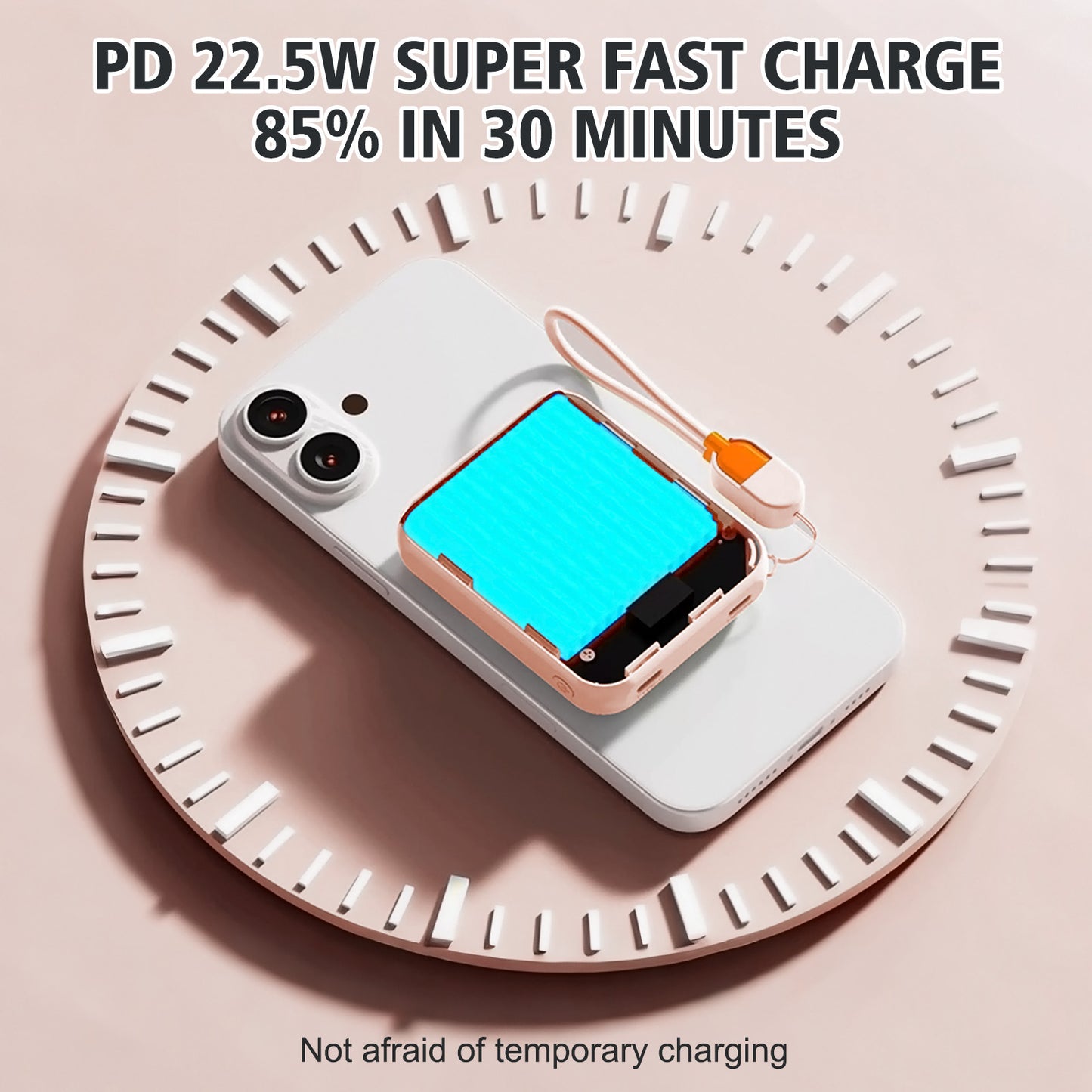 Portable Charger, Lightest 10000mAh 22.5W PD Power Bank, USB C in & Out Fast Charging Battery Pack, External Phone Powerbank Compatible with iPhone 16 15 14 13 Samsung S22 S21 Google iPad etc(Pink)