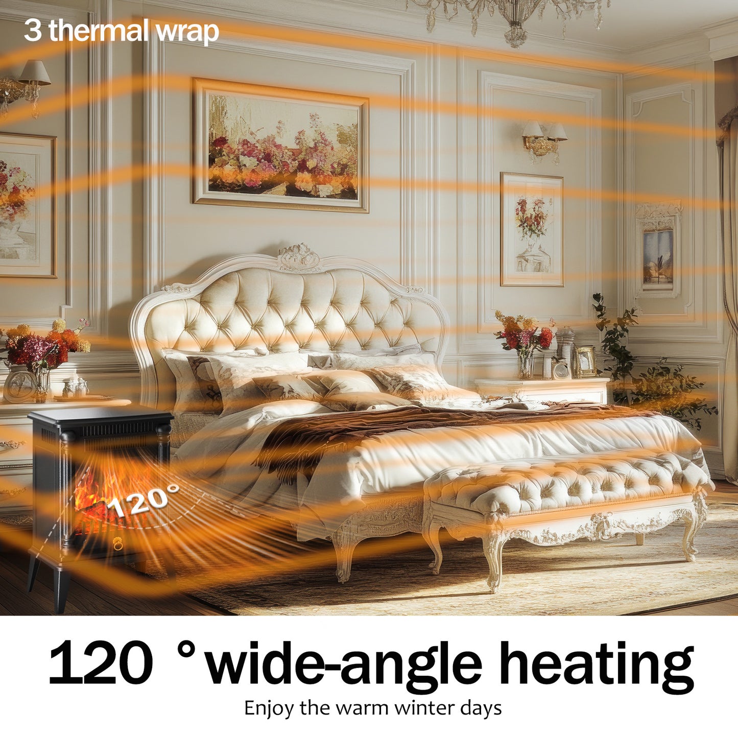 CATGOOD Indoor Fireplace 1500W Electric Fireplace Stove Heater, Adjustable Brightness and Heating Mode, 32.5*20*45cm(12.79"x7.87"x17.71")