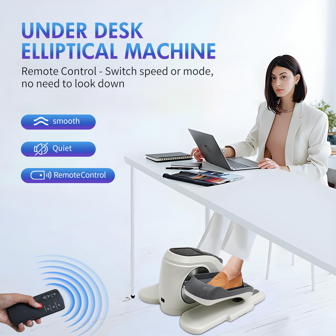 CATGOOD Under Desk Elliptical,Portable Mini Elliptiacl Exerciser with 12 Adjustable Speeds, Manual & Electric Dual Modes, Forward & Reverse Modes, Ideal for Seniors and Office Use