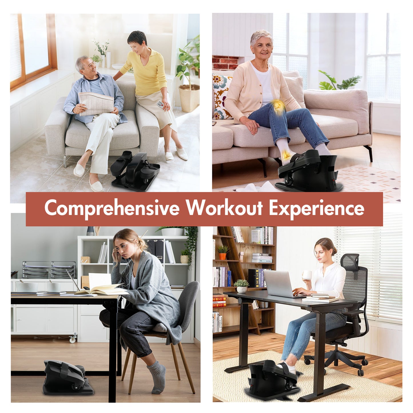 CATGOOD Under Desk Elliptical Machine, Ellipse Leg Exerciser for Seniors Fully Assembled, Quiet & Portable Electric Seated Pedal Exerciser with Remote Control Adjustable Speeds