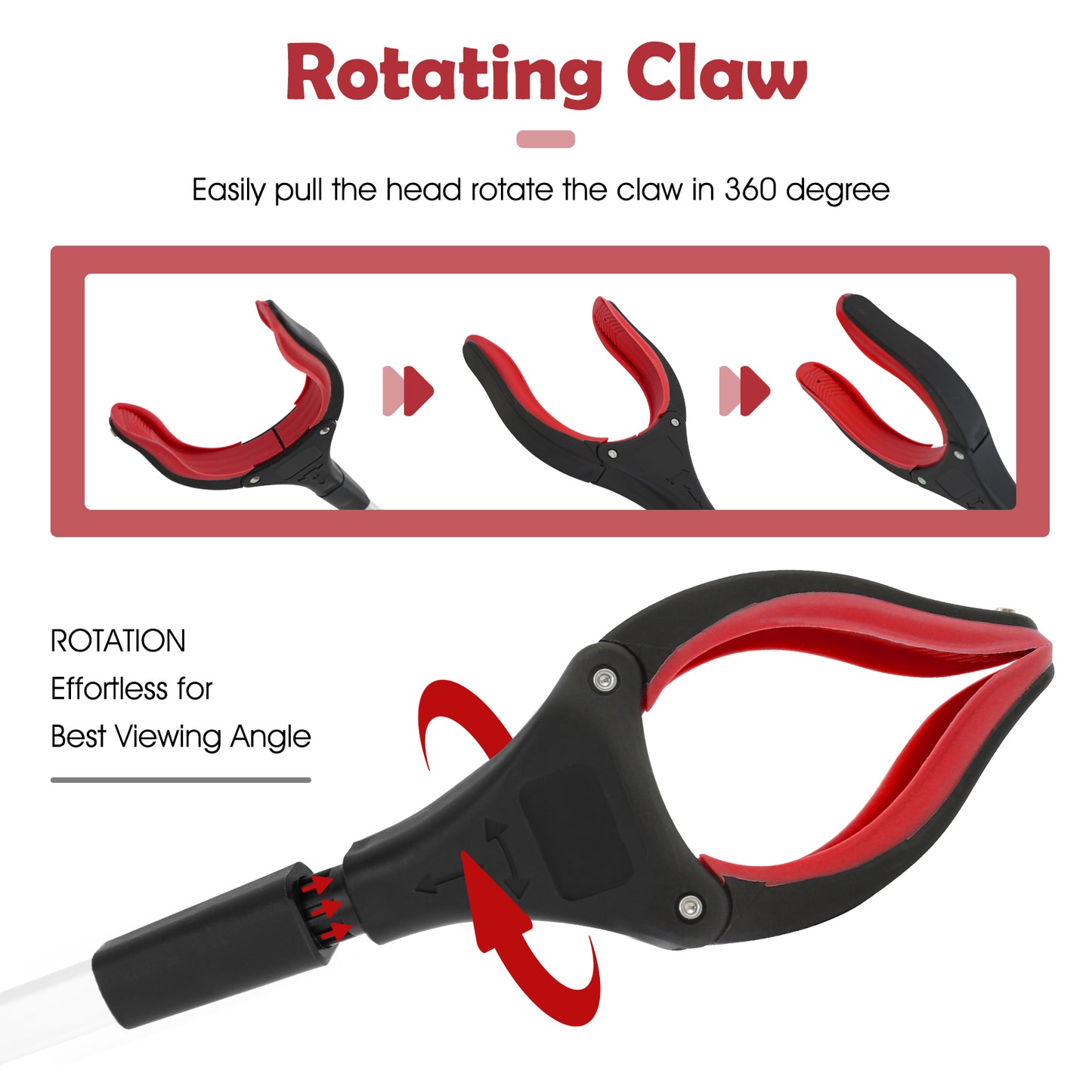 2Pcs 32 Grabber Reacher Tool, Foldable Grabber Reaching Tool, Red