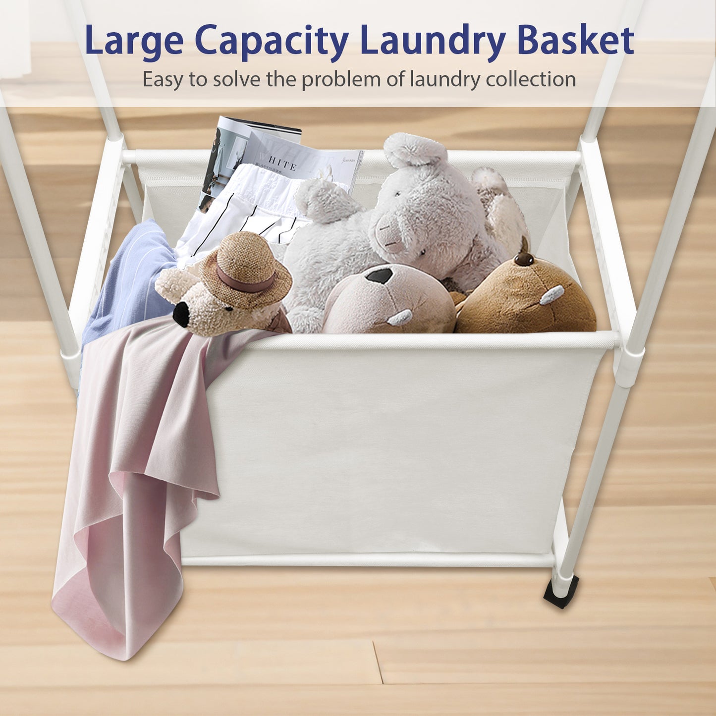 Clothes Rack, Triangle Garment Rack with Large Storage Bag, Clothes Storage Organizer on Wheels, Portable Laundry Coat Rack, Closet Clothing Rack for Home Dorm, White