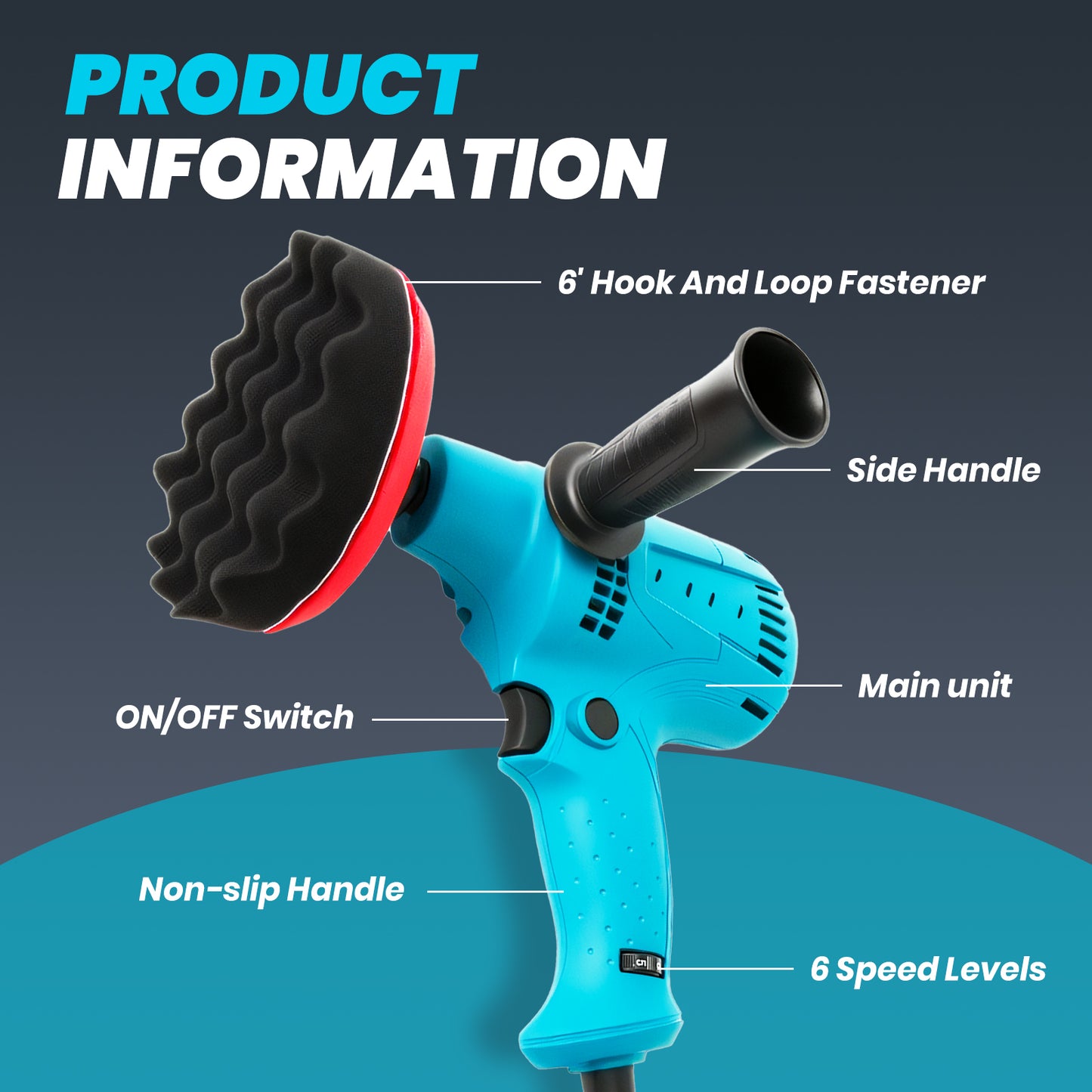 Buffer Polisher Kit for Car, 6 Inch Rotary Polisher Buffer Waxer, 6 Variable Speed 1000-4100rpm, Detachable Handle Buffing Machine for Car Boat Sanding Polishing Waxing